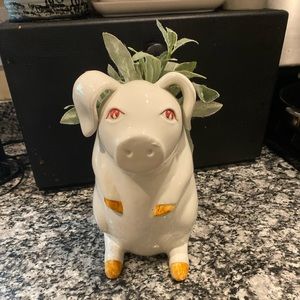 RARE Vintage mid century modern Italian pottery pig vase/ utensil holder